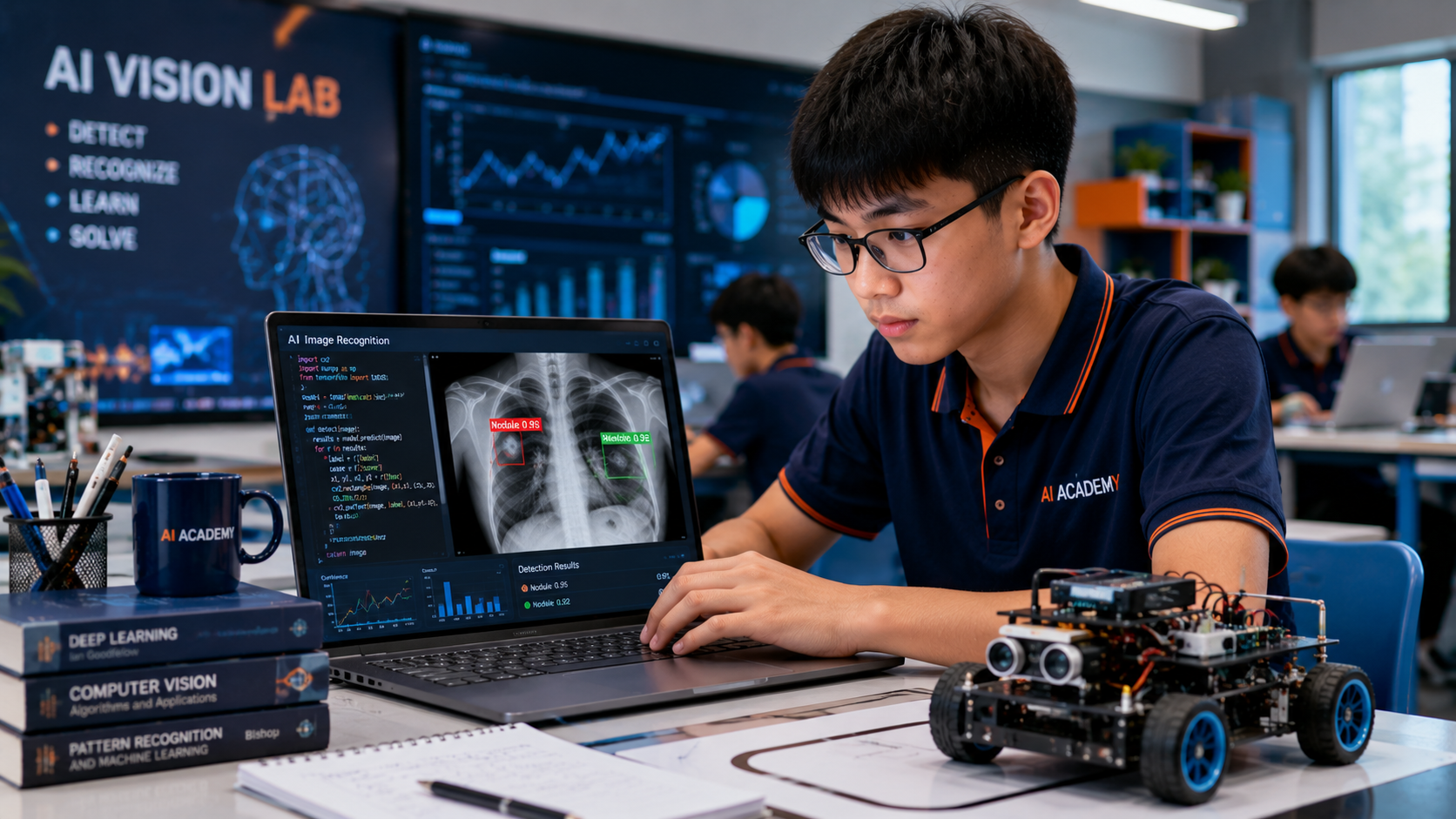 Học sinh THPT xây dựng phần mềm nhận diện hình ảnh y tế và mô hình xe tự lái thu nhỏ