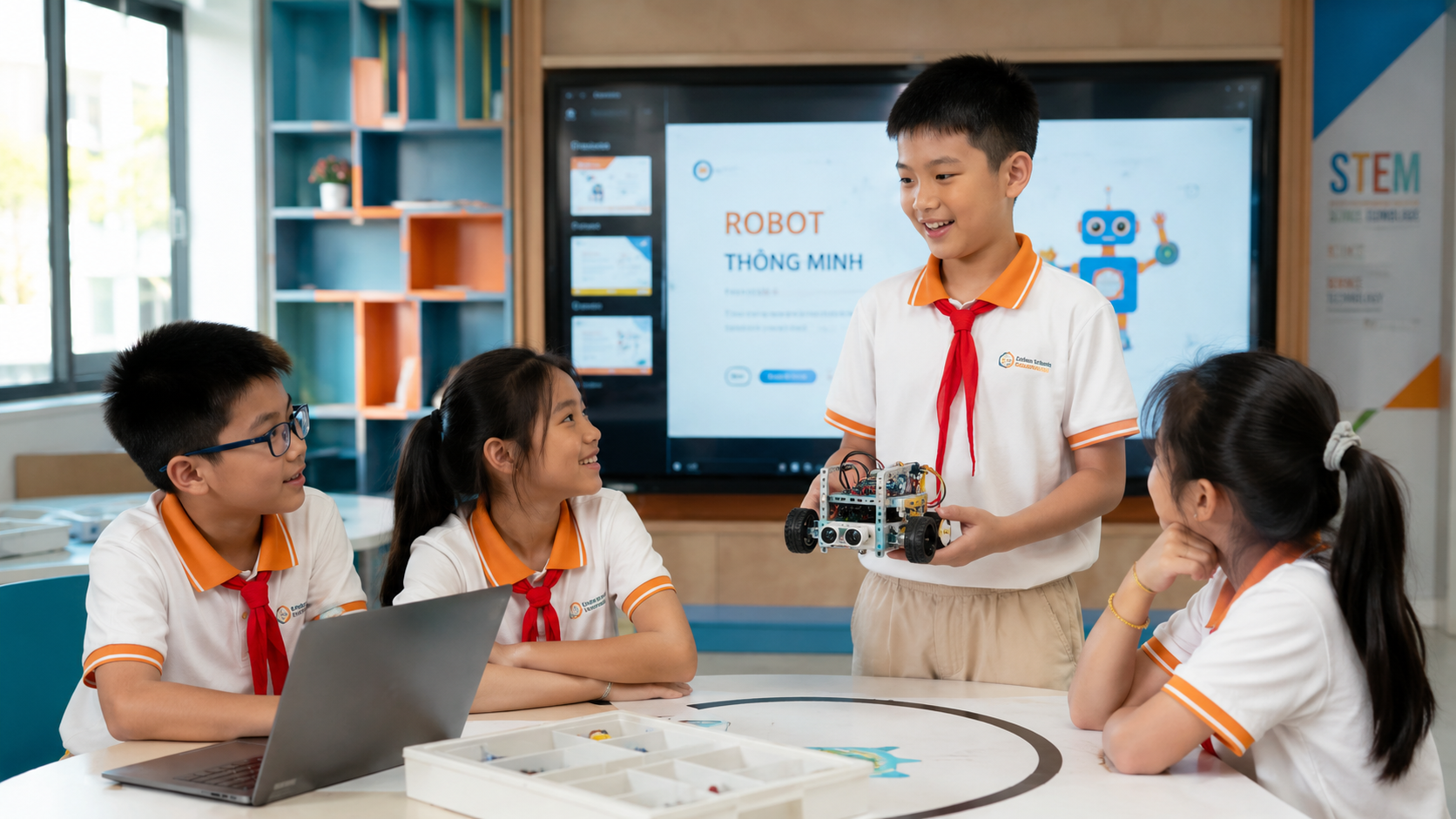 Bộ robot và bộ lắp ráp giáo dục dành cho học sinh tiểu học cùng dụng cụ thực hành khoa học